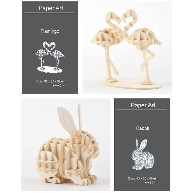 Laser Cutting 3d Paper Puzzle Toys Small Animals Marine Organism Assembly Model Kits Desk Decoration for Kids