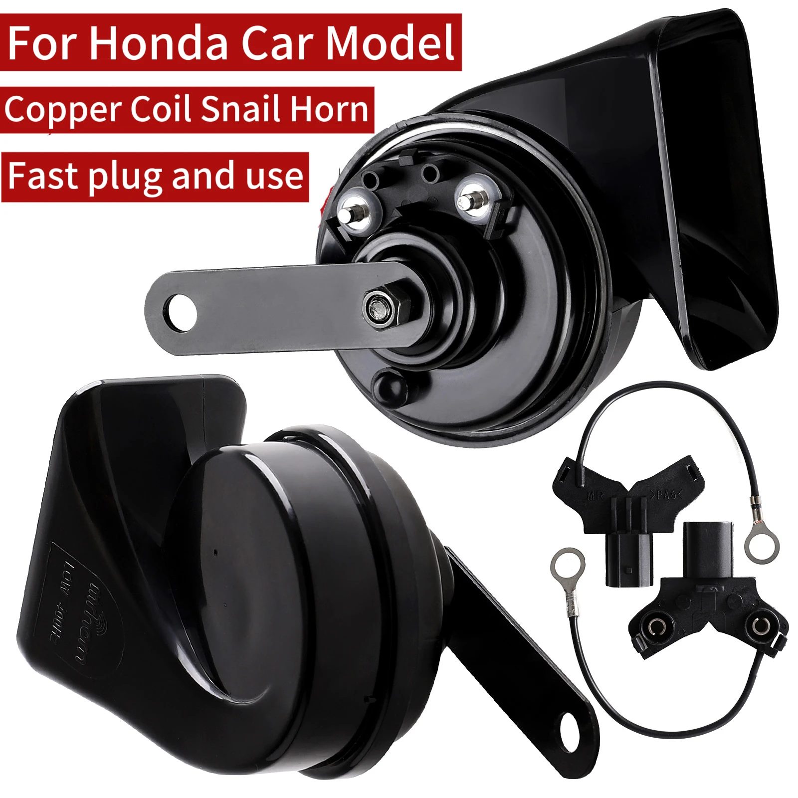 

12V 120dB Snail Horn High Low Tone Waterproof Replacement for Honda Car Truck Motorcycle Easy Installation