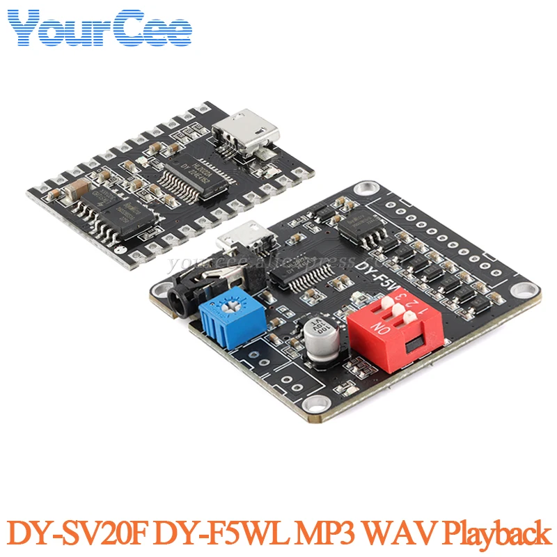 DY-F5WL DY-SV20F MP3 WAV Playback Control Board 5W Power Voice Player Module 32Mbit Flash Storage