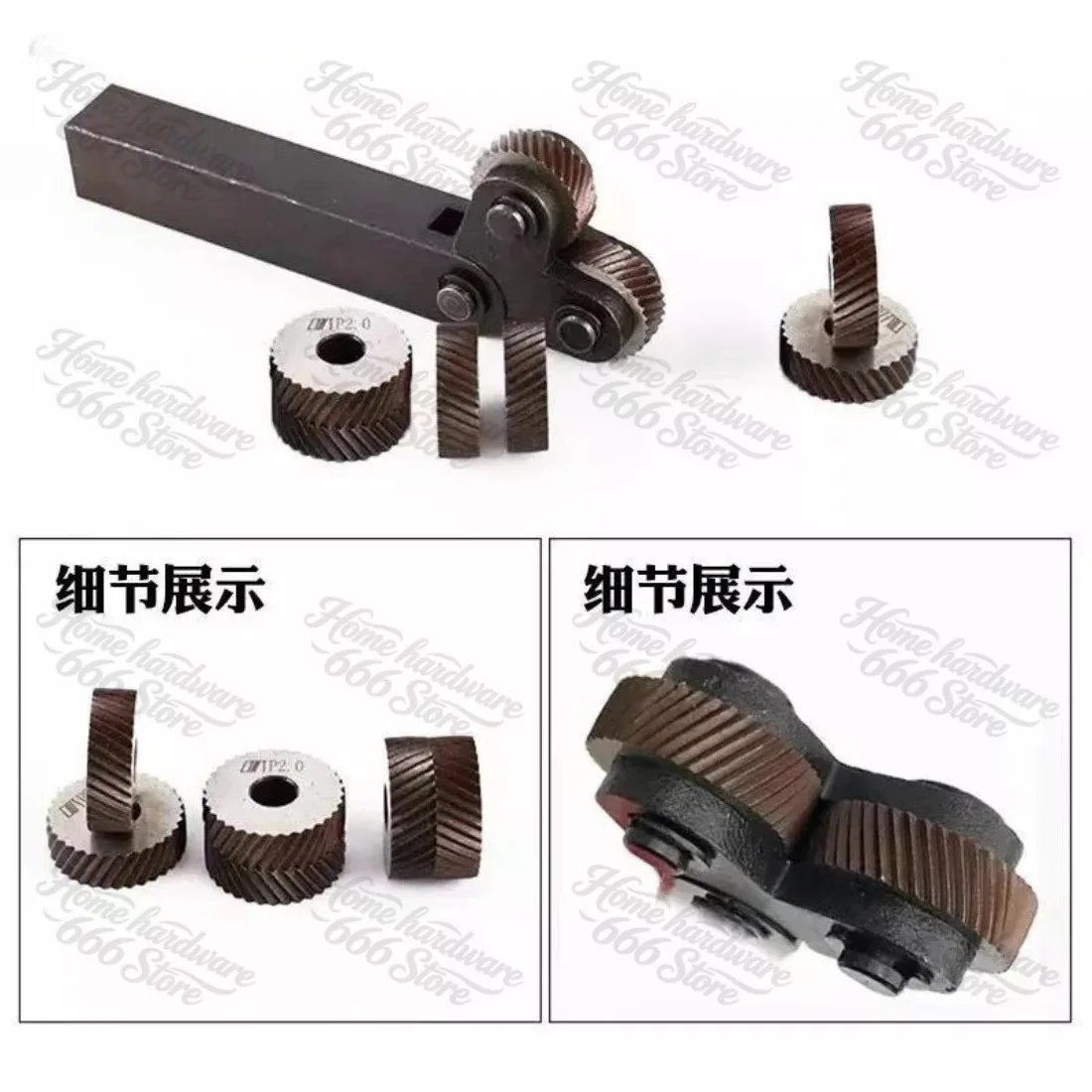 Two-wheel Knurling Kit 7-piece Pitch 0.5mm 1mm 2mm Turning Tool Wheel Knurling Tool