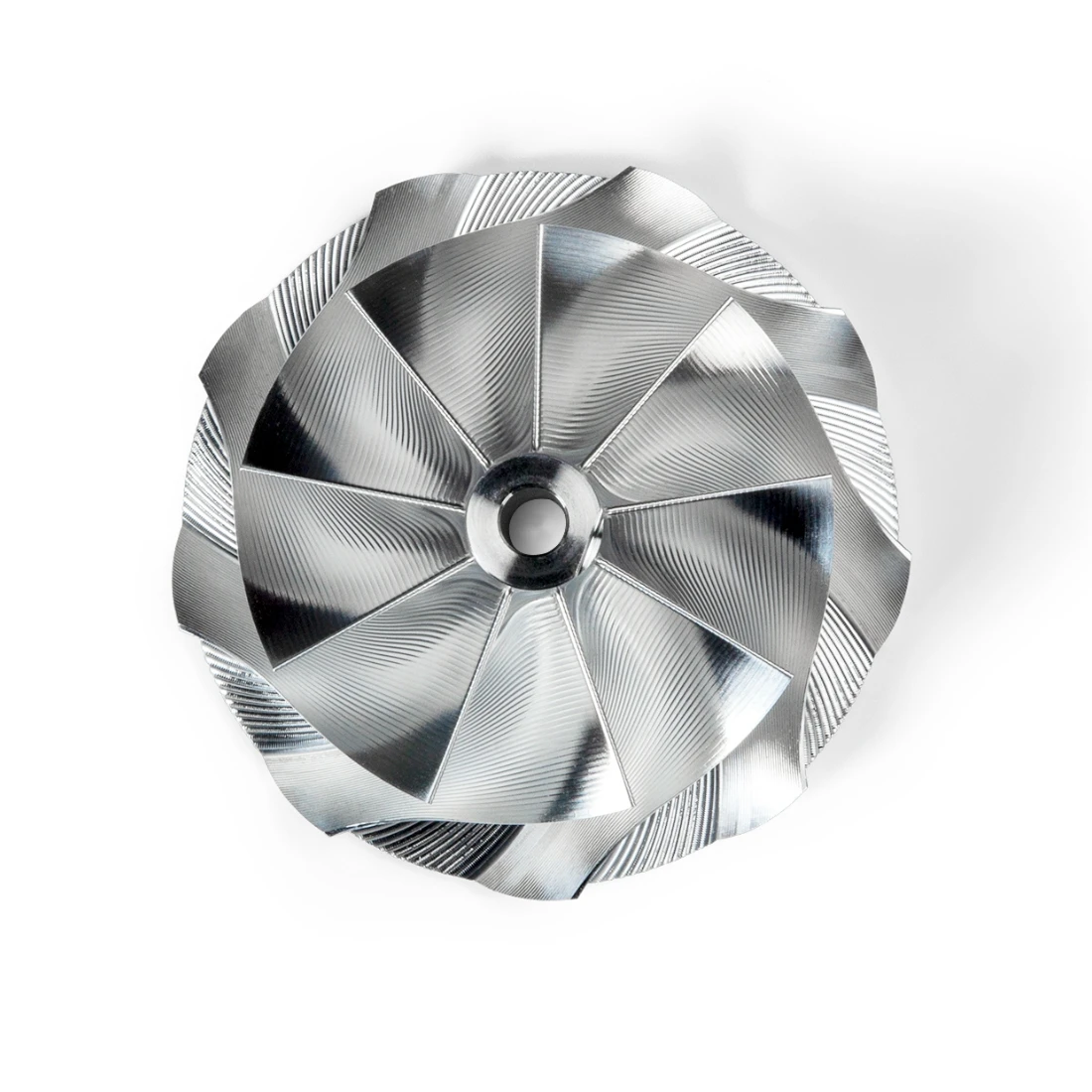 G Series G30-770 Billet Forged Compressor Wheel Billet 62x76mm 6.35mm Bore 9+0 Reverse Rotation 5-AXIS CNC Machine