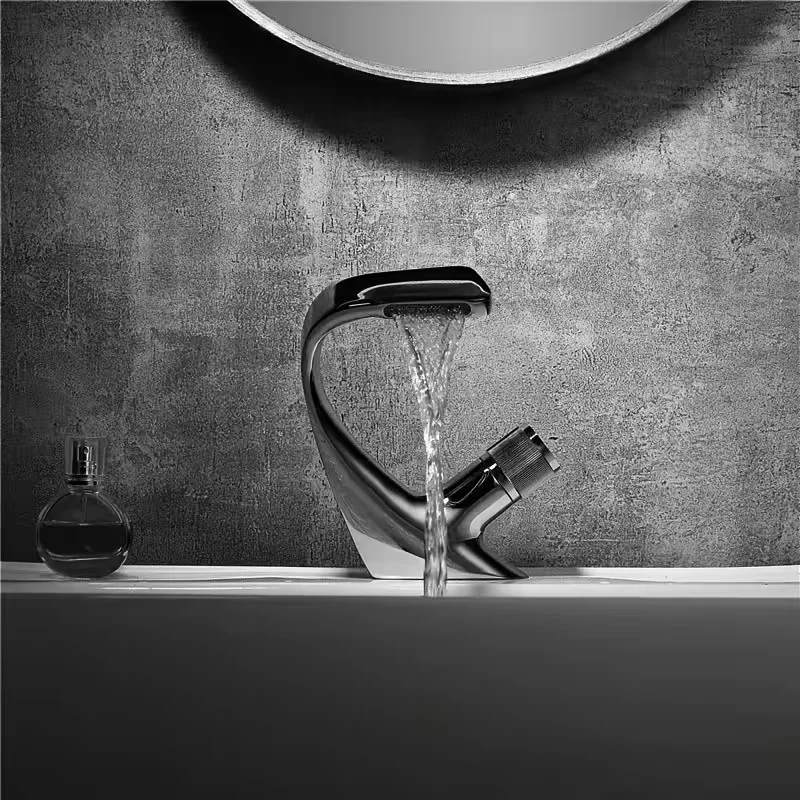 [High Aesthetic | Black] High Aesthetic Black Faucet | Washbasin Tap Face Basin Sink Vanity Waterfall