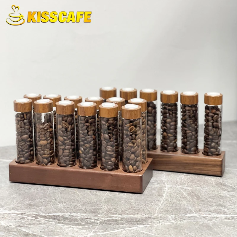 Coffee Beans Storage Container Display Rack Tea Tube Bottle Glass With Breathable Lid Espresso Accessory Tool Barista Coffeware