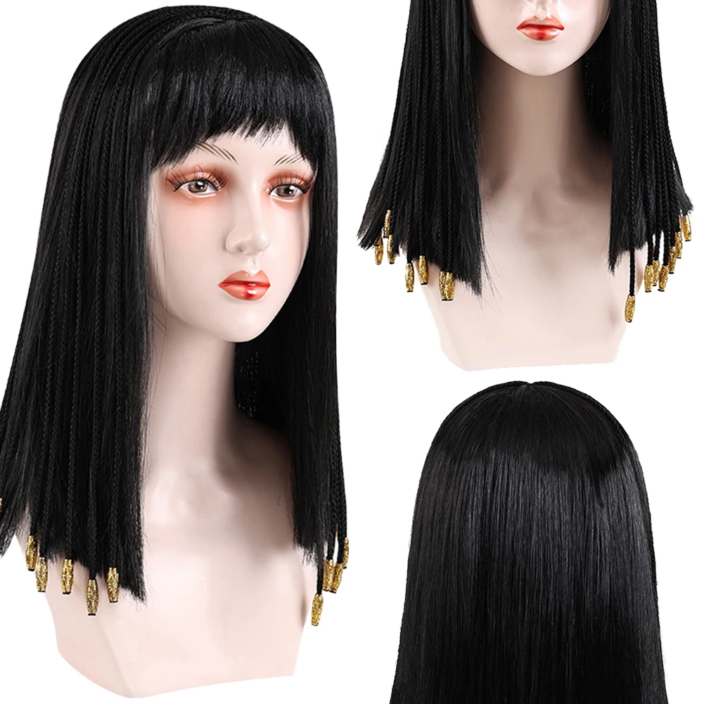 Peluca de Cleopatra para Cosplay, Cabello de Reina Egipcia Antigua, Disfraz para Mujer, Accesorios de Disfraz, Accesorio para Halloween y Carnaval