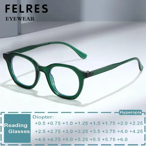 Imagen 1 del producto Gafas de lectura ovaladas elegantes para hombres y mujeres, anteojos ópticos antiluz azul, montura verde, gafas graduadas para presbicia
