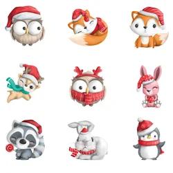 9pieceSpending Christmas with small animals Transfer Sticker On Clothes DIY  All Thing  Iron On Patches Applique Decor