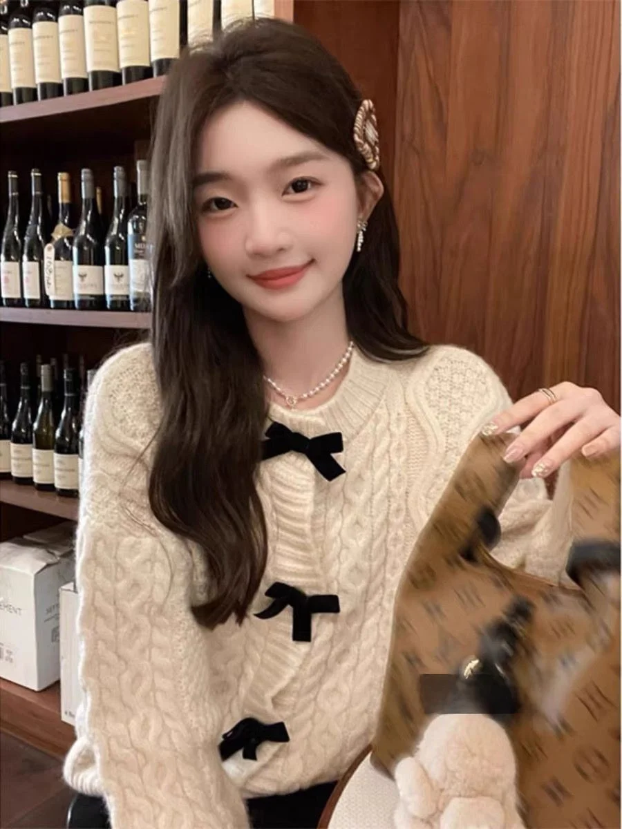 Soft Cozy Women's Knitted Sweater Winter Faion Vintage Twist Knitwear Sweet Youthful Warm Top French Sle Long Sve Card...