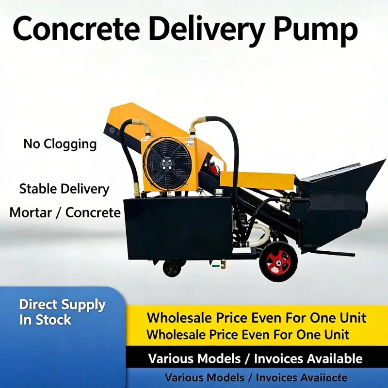 Pompe à béton diesel Weichai portable, type 15 à 55, mini-pompe à béton montée sur remorque pour la construction de colonnes