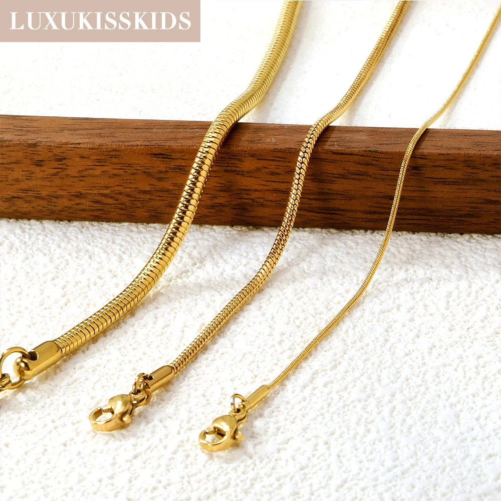 

LUXUKISSKIDS Gold-Plated Stainless Steel Snake Chain Necklace Chains for Women/Men DIY Jewelry Making Findings Pendant Wholesale