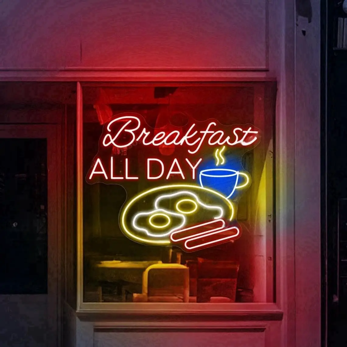

"Breakfast All Day" Neon Sign USB Powered LED Neon Light for Coffee Shop Restaurant Business Decoration Art Wall Light