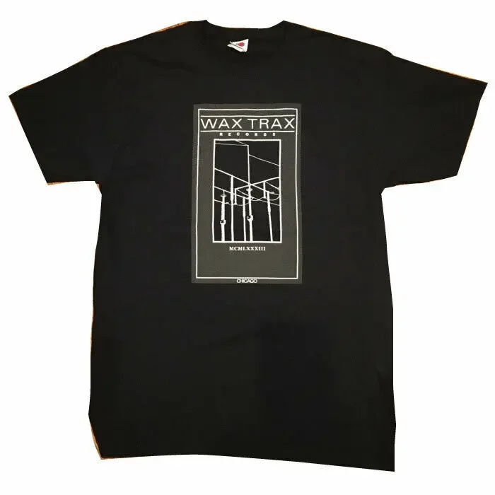 

WAX TRAX отчеты, футболка VTG WIRE LOGO Industrial EBM, Front 242, FLA, Post-PunK