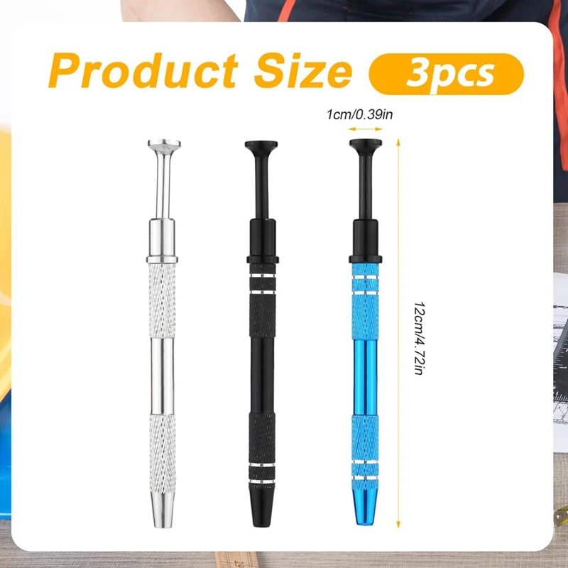3 Pcs Stainless Steel 4-Claw Pick Up Tool For Small Parts Metal Extractor IC Chips Metal Extractor Claw Pick Up Holder Durable