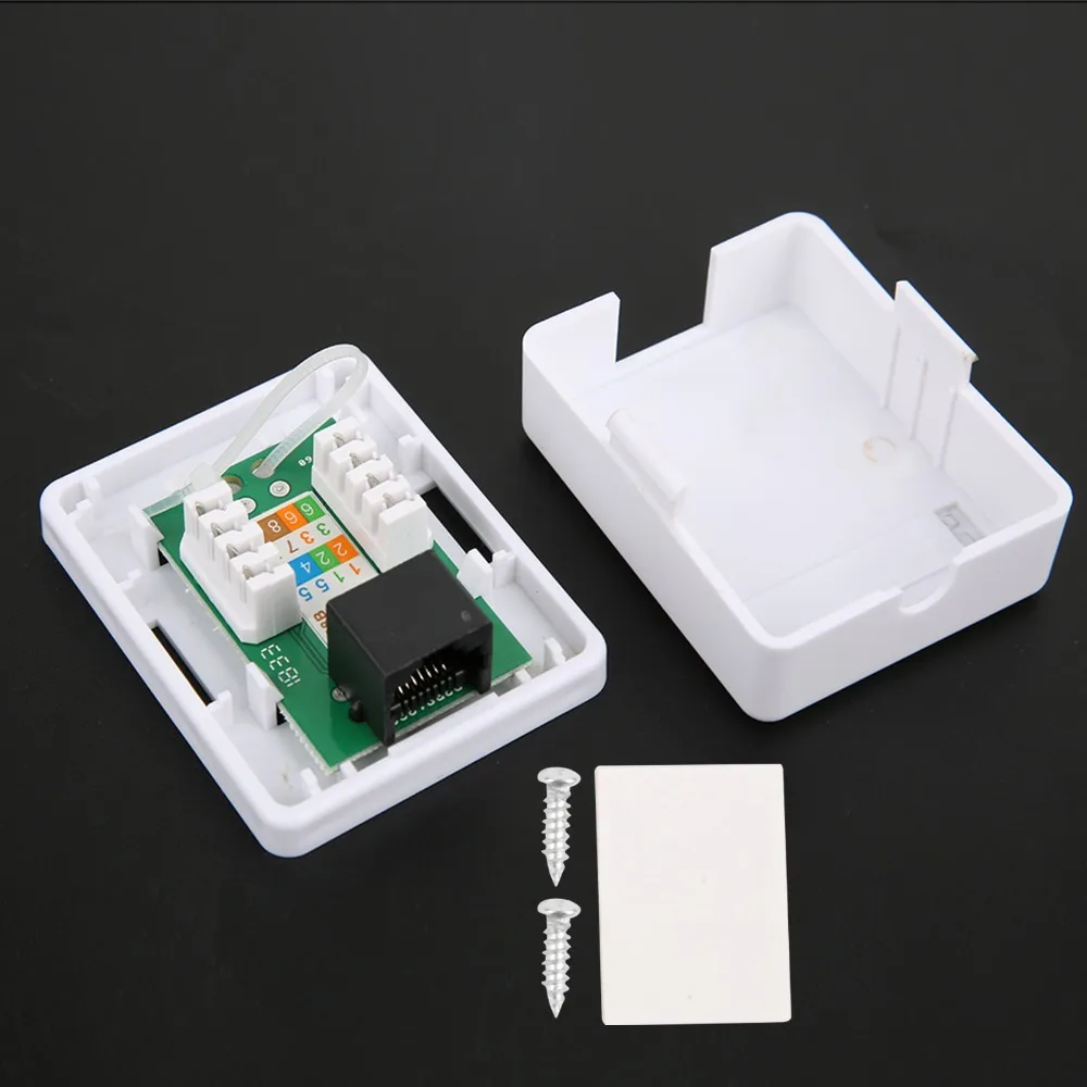 2Pcs Cat6 RJ45 Surface Mount Box Non-Shielded Single Port Surface Mount Box RJ45-8P8C ABS Single Port Mount Box Network