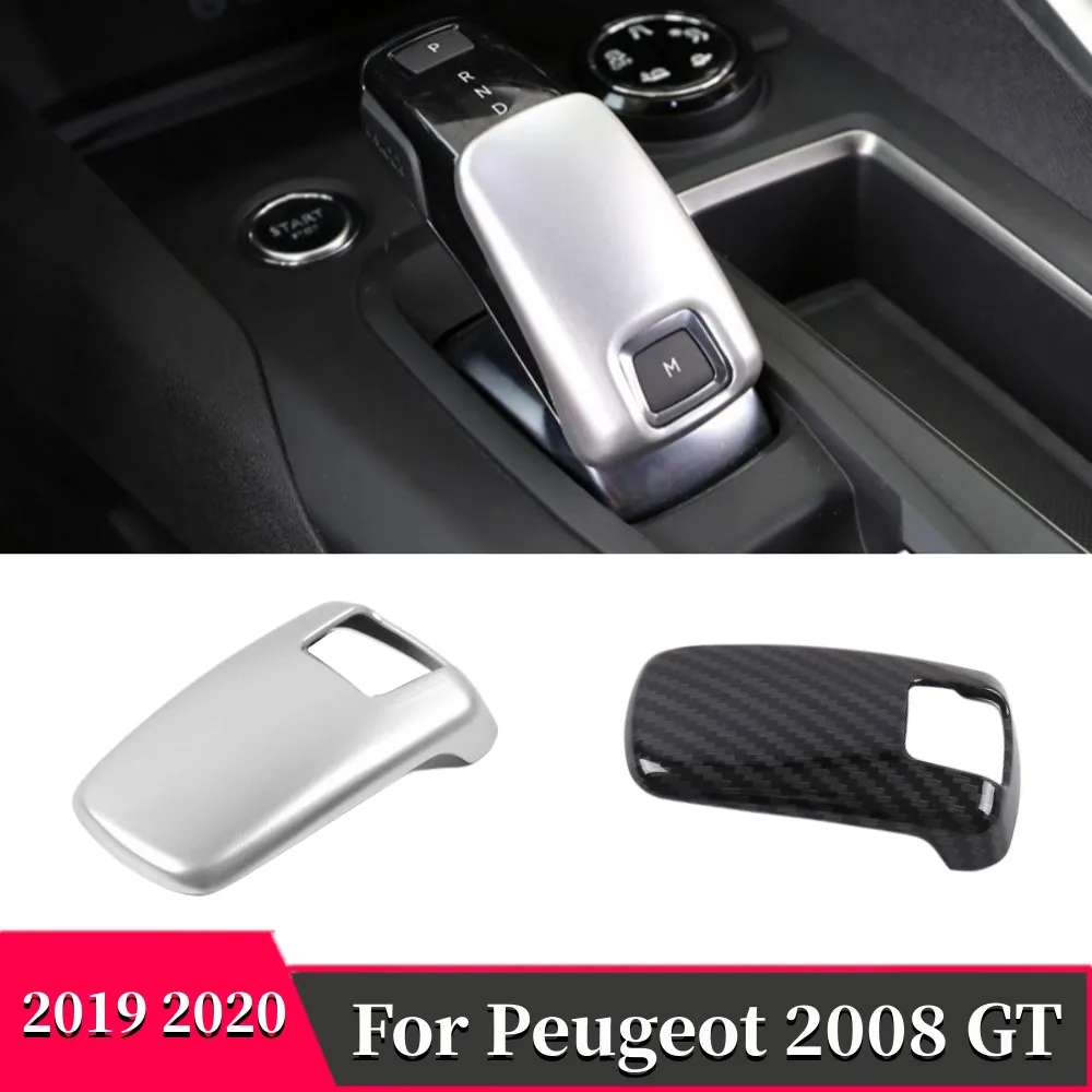 

Auto Gear Shift Knob Decoration Trim Cover ABS Matte/Carbon fiber Sticker Car Styling Accessories For Peugeot 2008 GT 2019 2020