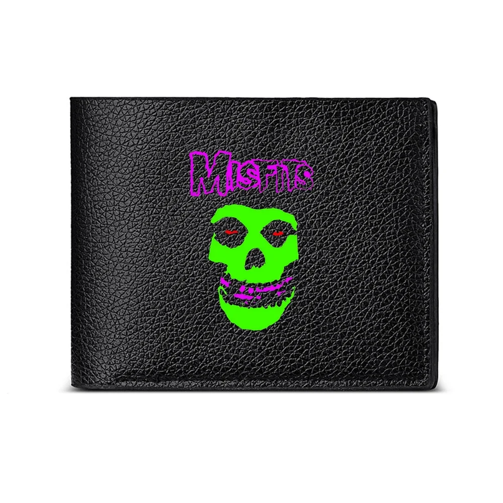 Mistie Green Skull Design Men's Wallet Card Holder Casual Business Fashion Print Style Accessory