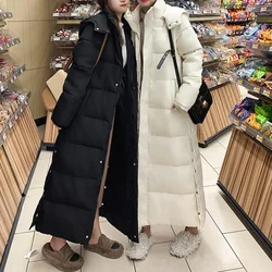 Women Parkas Long Coats Hooded Coat Maxi Autumn Casual Loose Thick Warm Outerwear Coat Jackets Elegant Splice Winter Jacket