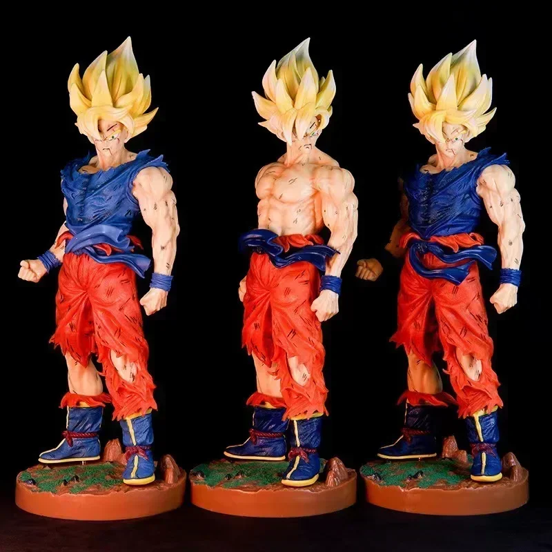 45cm Dragon Ball Super Saiyan Kd Initial Super Battle Damage Sun Wukong Base Pvc Pendant Model Handmade Toy Gift