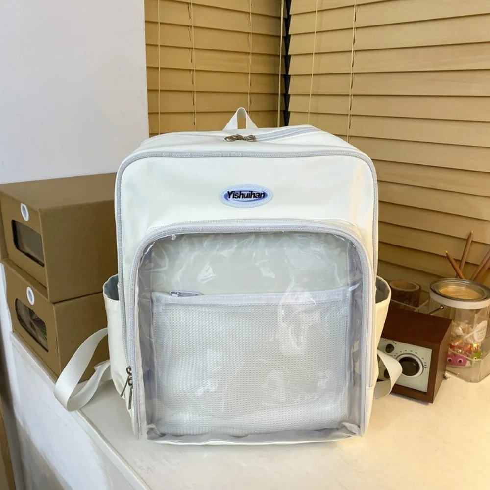 2024 حقيبة كتف عصرية سعة كبيرة شفافة حقيبة التنقل لتقوم بها بنفسك دمية عرض مقاوم للماء حقيبة مدرسية الطرف