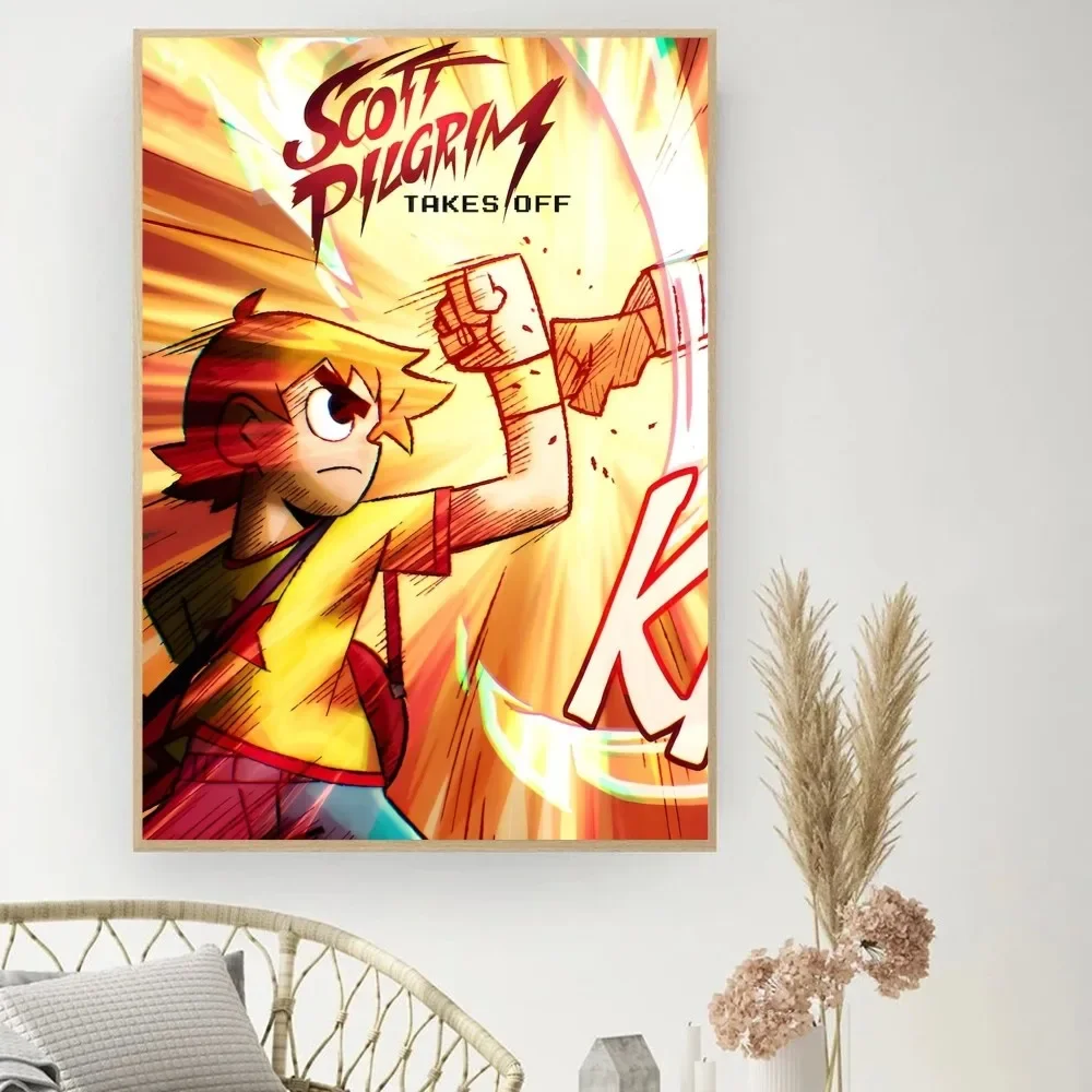 Anime Scott Pilgrim Poster DIY Vintage Movie Poster Wall Art Painting Study Stickers Small Szie Wall Painting