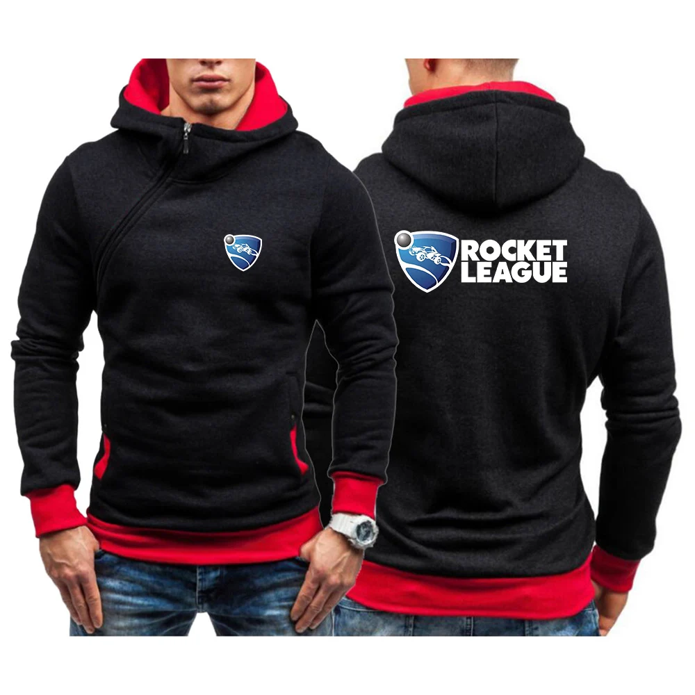 

Rocket League 2023 Men's New Long Sleeves Fashion Hooded Pullover Diagonal Zipper Hoodies Cotton Warm Casual Man Sweatshirts Top