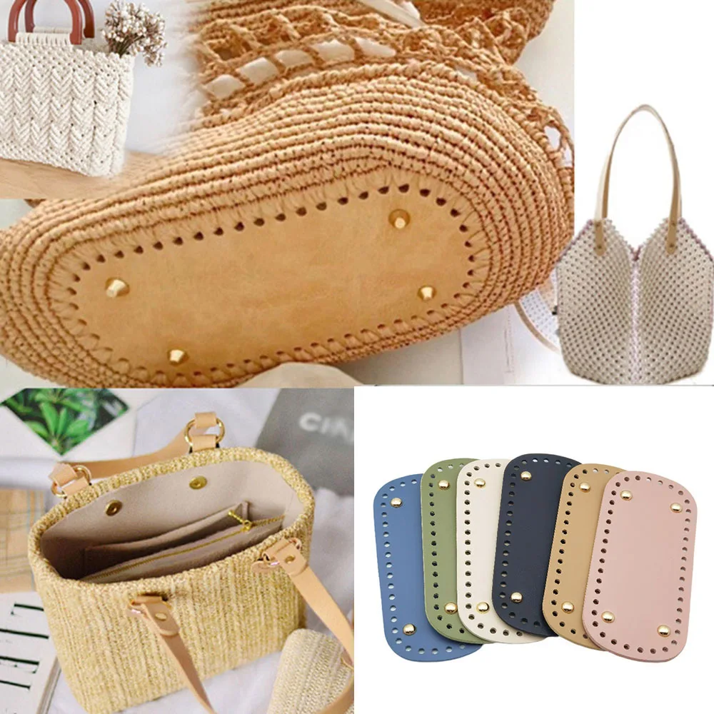 18*8cm Long Bottom for Knitted Bag PU leather Bag Base Handmade Bottom With Holes DIY Crochet Bag Bottom Accessories 2023