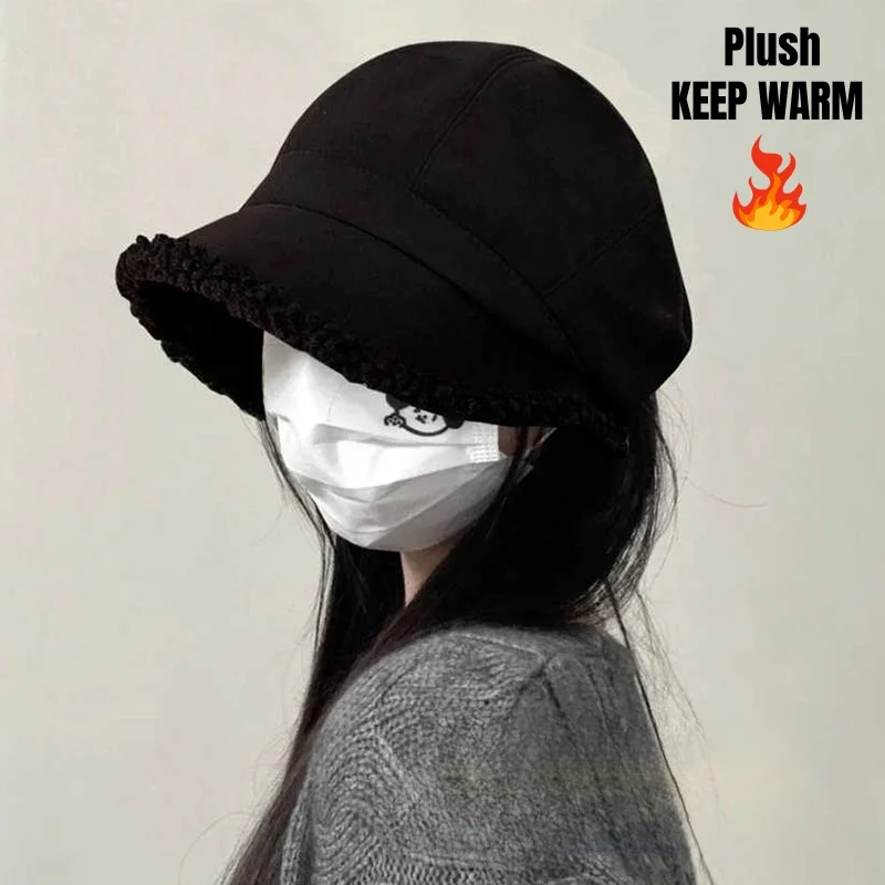 

Autumn Winter Retro Padded Bowler Hat Japanese Windproof Warm Beret Casual Versatile Show Face Small Octagonal Hat
