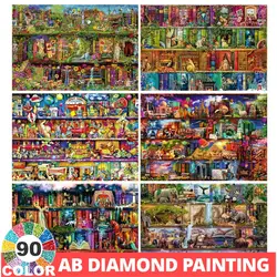 90 Colors AB 5D Diamond Painting Fantasy Bookshelf Magic World Landscape DIY Embroidery Cross Stitch Mosaic Picture Home Decor