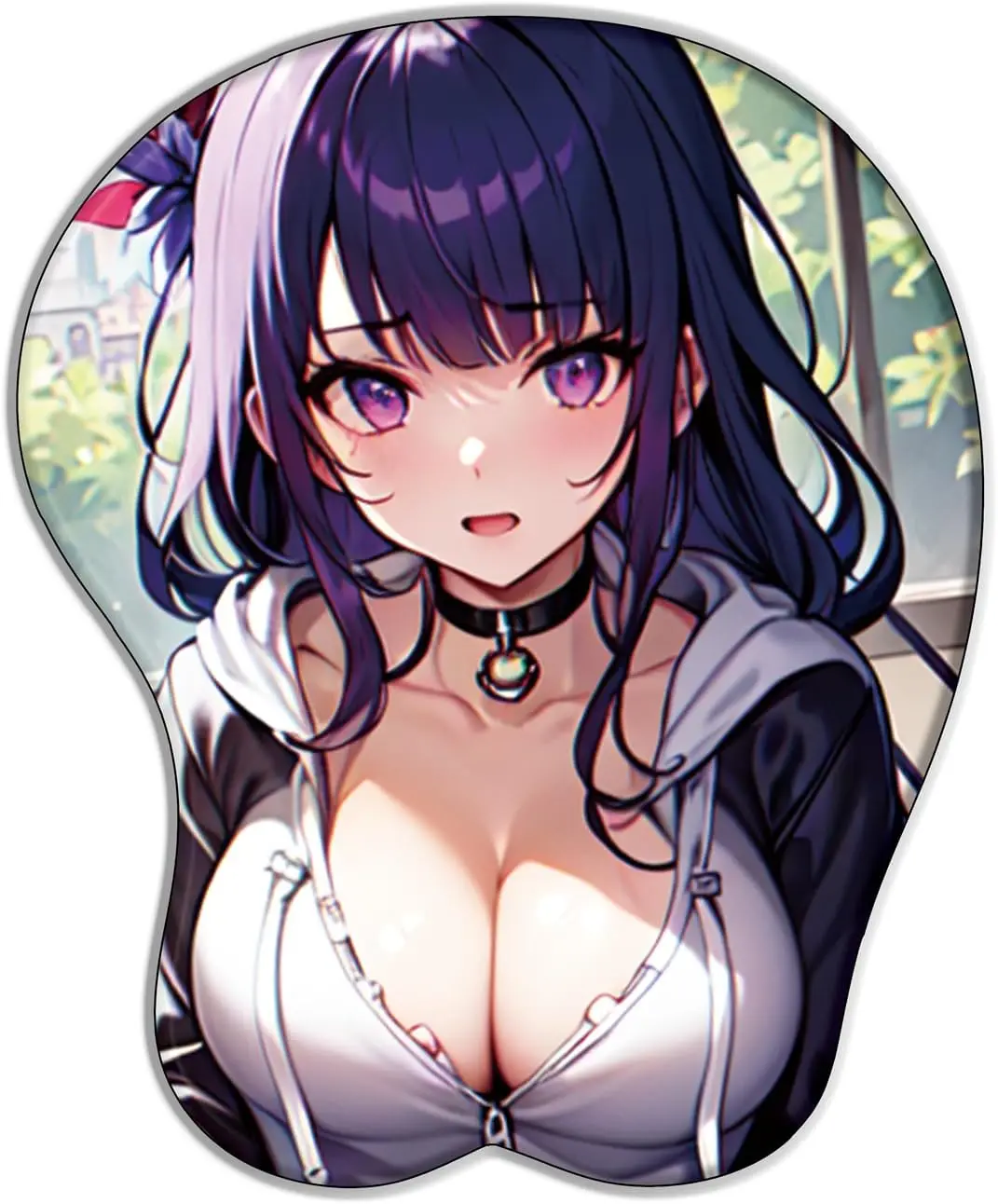 Genshin Impact Raiden Shogun 3D Sexy Girl Cosplay Silicon Mouse Pad with Wrist Rest Non-Slip Fabric Heated for Office Computer