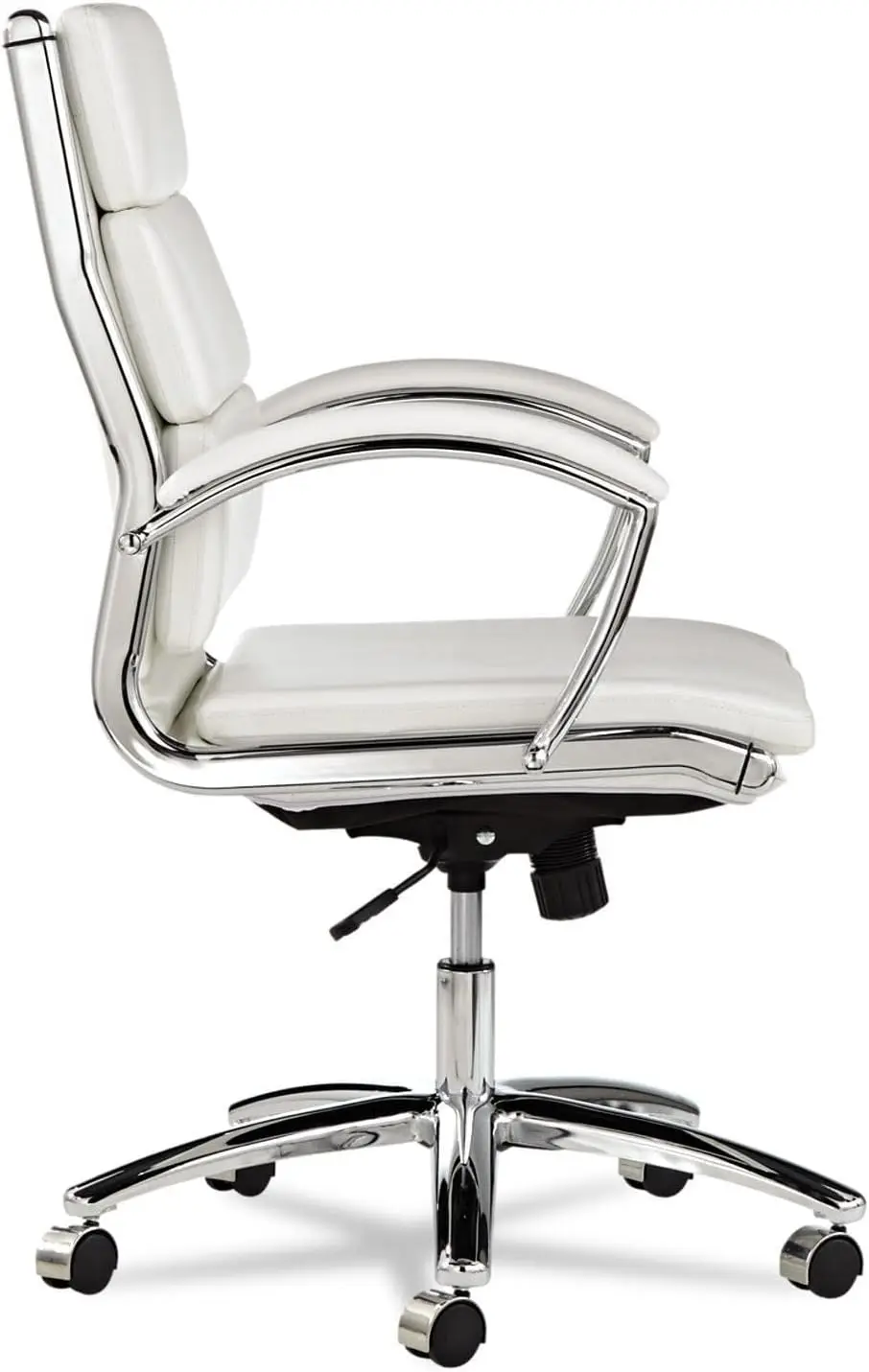 Alenr4206 Neratoli Series Mid-Back Slim Faux Leather Chair - White/Chrome