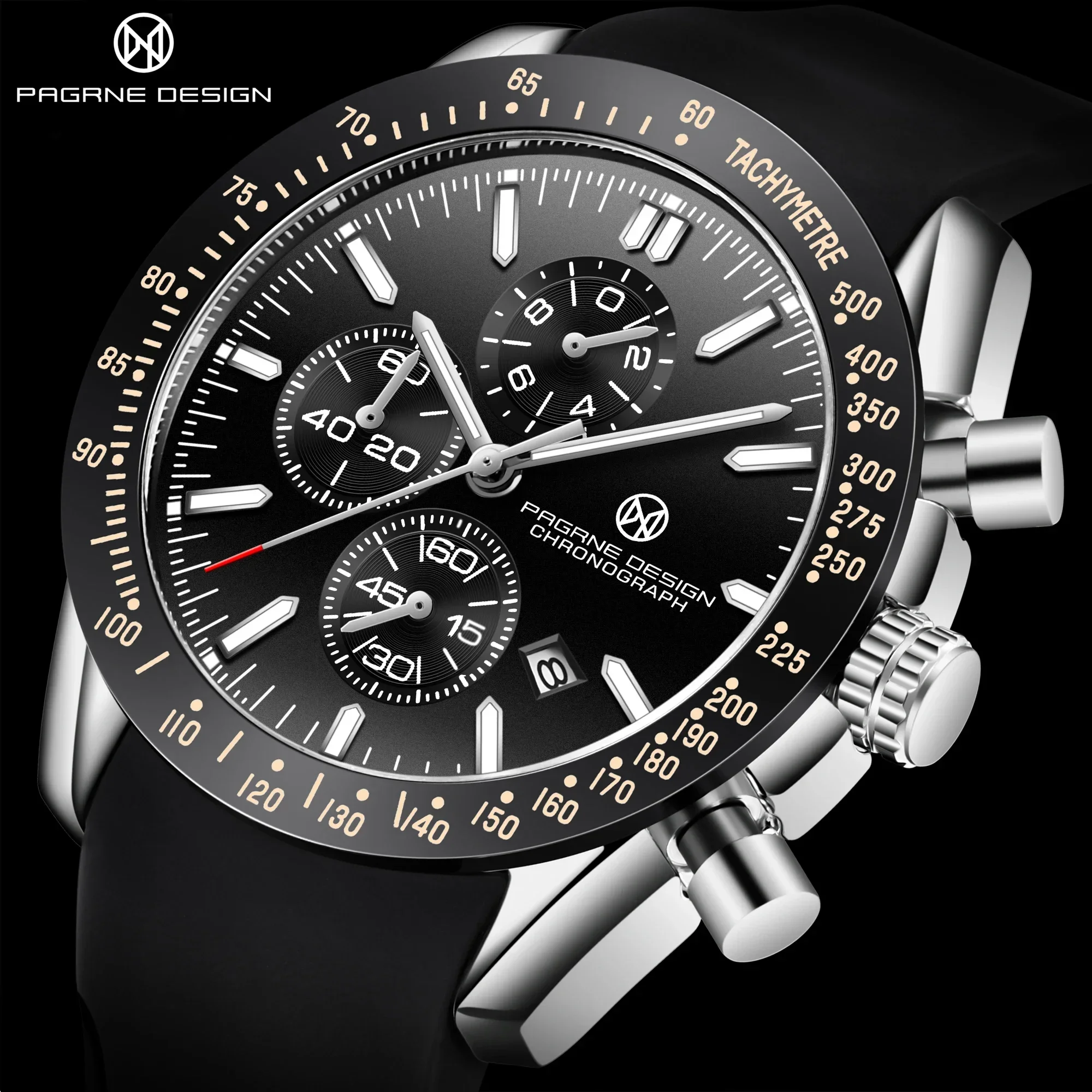 (PAGRNE) PAGANI DESIGN Men\'s Quartz Watches, Waterproof, Luxury, Business, Sapphire, Stainless Steel, Top, 2023, 45mm , 5140