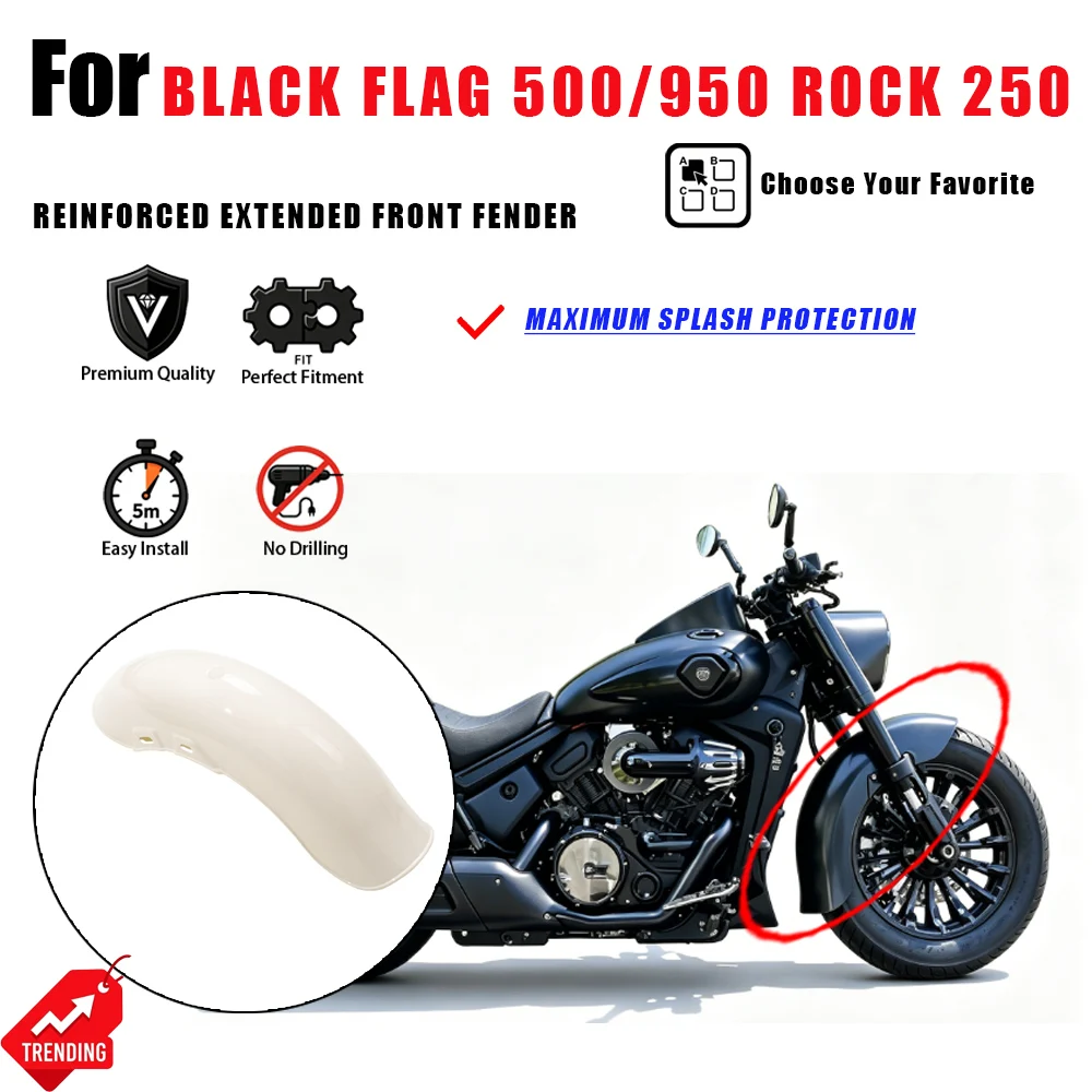 For Benda Black Flag 500 950 Rock 250 Front Fender Mudguard Extended Reinforced Guardabarros Parafango Accesorios Moto