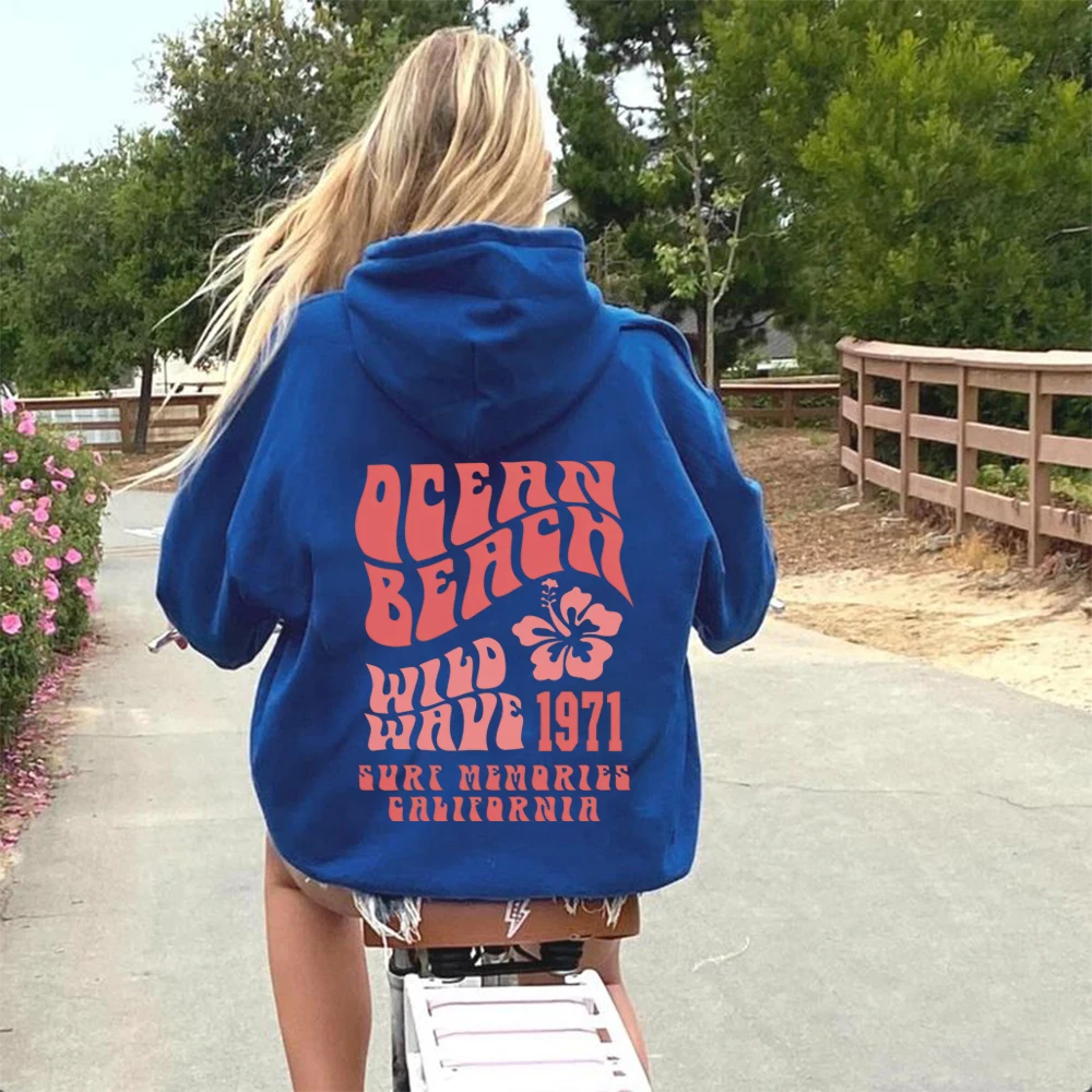 Ocean Beach Hooded Women Sweatshirts Harajuku Autumn Winter Warm Plus Size Hoodie Comfortable Female Casual Fashion Streetwear