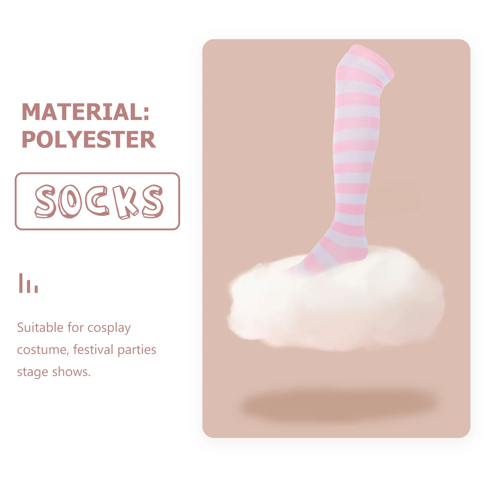 

Pink White Wide Striped Thigh High Stocking Over Knee Socks Women Trendy Classic Costumes Cosplay Festival Christmas Stage Shows