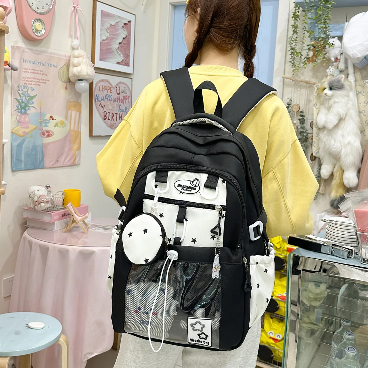 Girls Backpack for School Kawaii Bookbag for Teenage Multiple Pockets School Bag for Primary Elementary Middle School, Age 6-14
