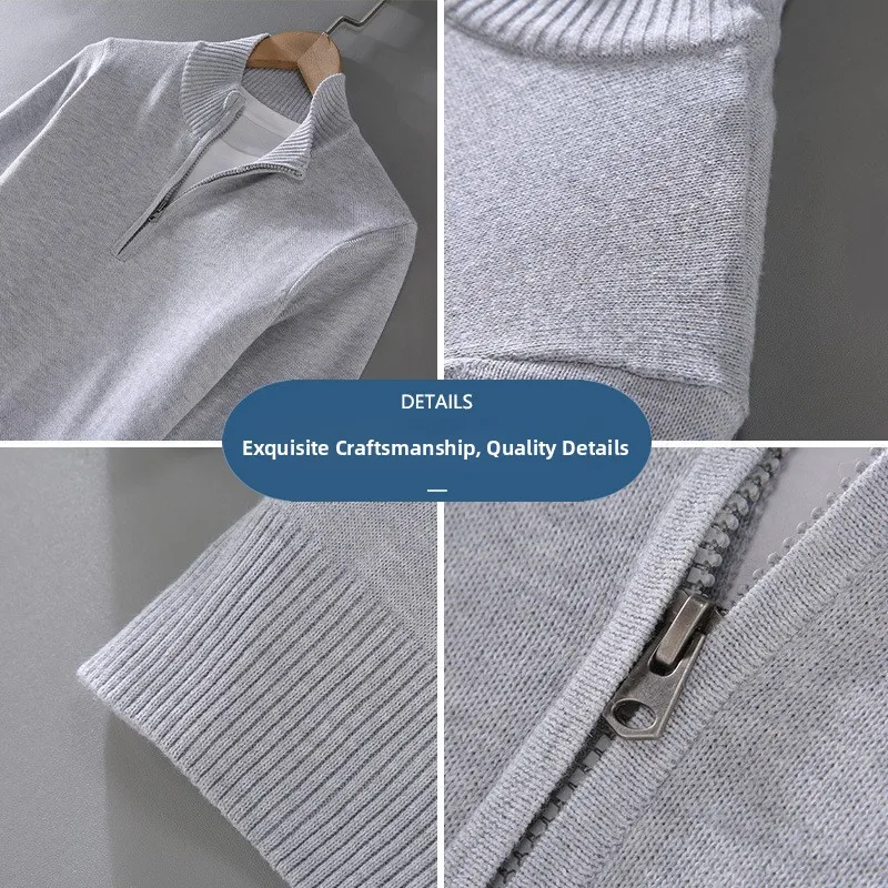 

Мужской свитер с высоким воротником на молнии, осень-зима, большой размер, корейский повседневный длинный хлопковый вязаный топ