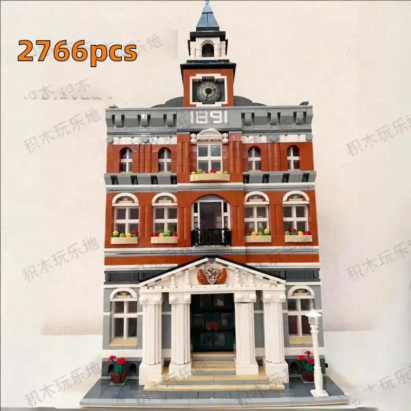 

2025 New Street View Building Assembly Building Blocks Toy Children's Simulation City Hall Model Boy Christmas Gift