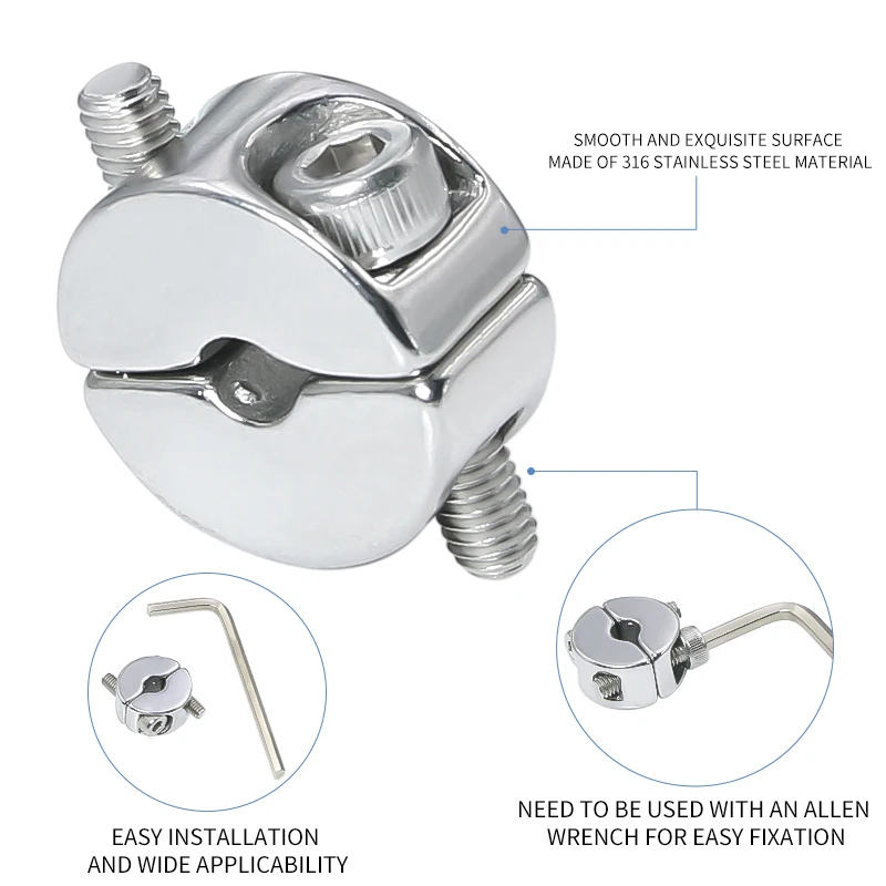 Picture 7: 316 stainless steel cable double stranded screw lock, adjustable metal rope clamp for 2/3/4/5/6/8mm steel cables