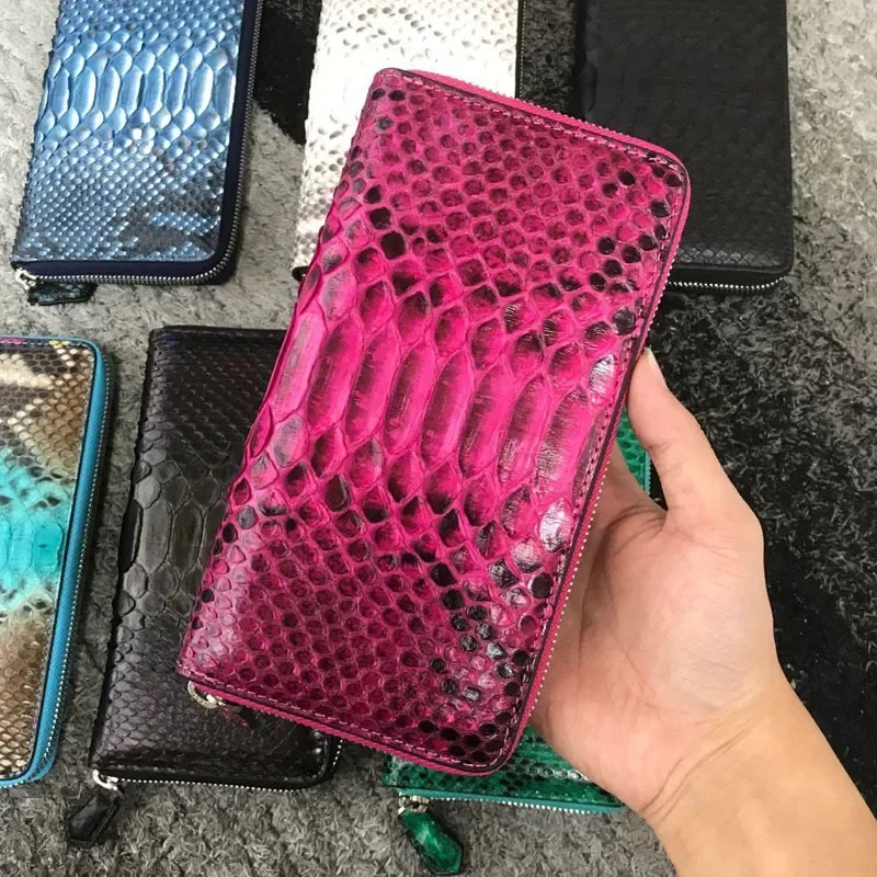 2024 New Fashion Real Python Skin Genuine Leather Women Long Wallets Female Luxury Brand Designer Clutch Gift Cash Purse Wallet