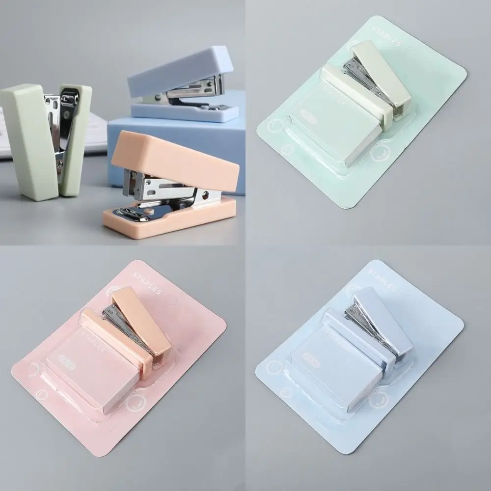 Paper Binding Paper Stapler Cartoon Stationery Morandi Stapler Set Metal Durable Binding Machine Office Accessories