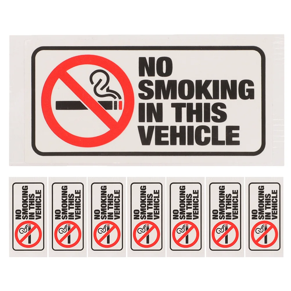 8Pcs No Smoking Stickers for Vehicles Copperplate Adhesive Waterproof No Smoking in This Vehicle Decals Car Door Window Label