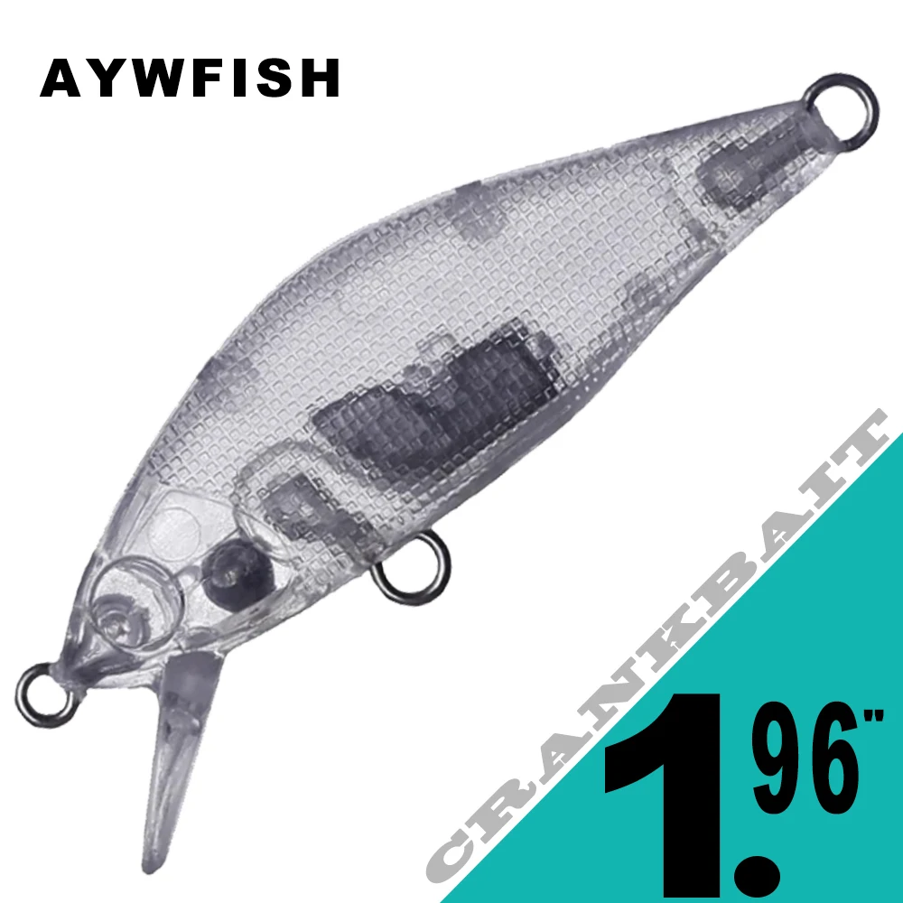 AYWFISH 30PCS Unpainted Shallow Lip Crankbait Artificial Mini Floating 5CM  3.8G Fishing Lures Small Crank Bait Wobbler Blanks