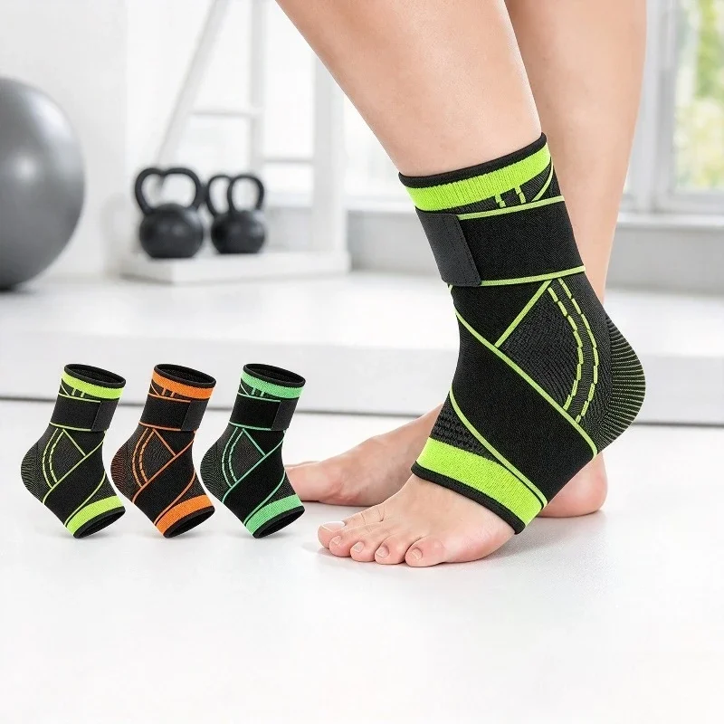 Adjustable Compression Ankle Support Brace Protector for Running Basketball Soccer Outdoor Sports Flexible Ankle Strap Bandage