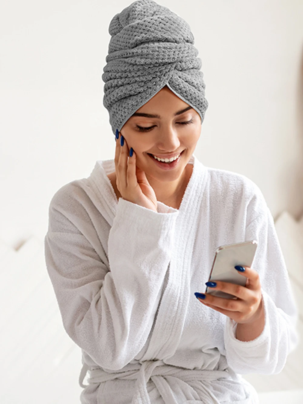 Microfiber Hair Towel Extra Large Wrap Quick Dry Hair Towel Wrap With Elastic Band , Ultra Absorbent Soft Hair Towel Wrap Turban