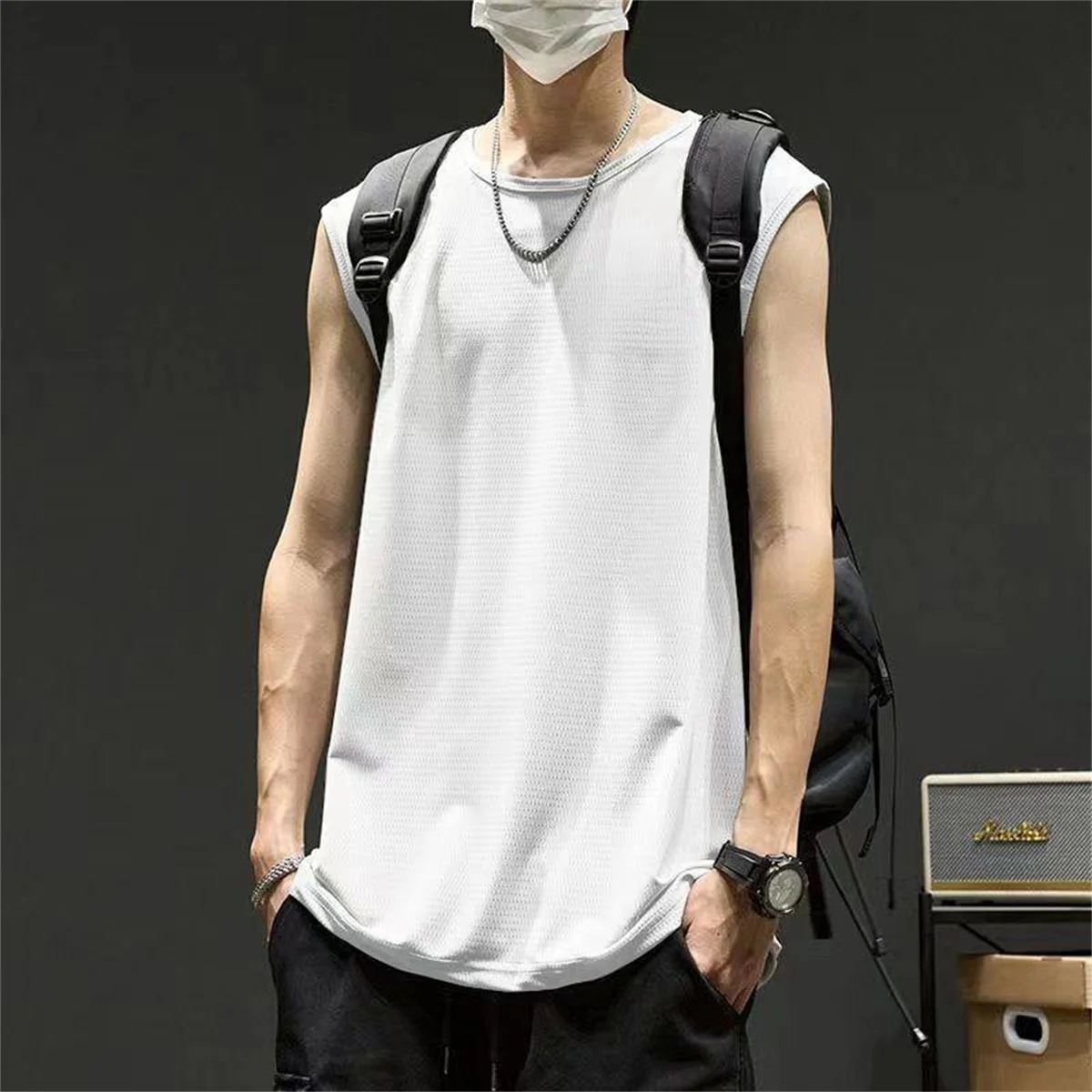 Sommer männer Neue Einfarbig Gewaschen Tank Tops Muscle Lose Turnhalle Ärmellose Workout T Shirts Laufen Strand Lose Cutoff tees