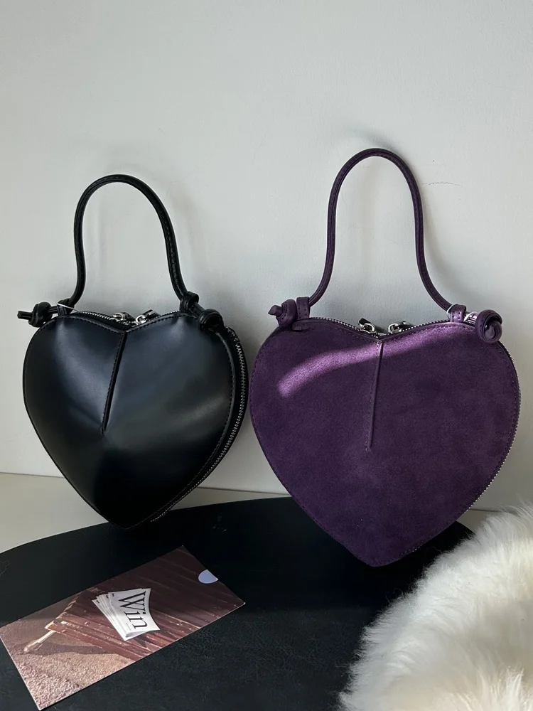 

Cute Leather Saddle Bag Heart aped Handbag Vintage Single oulder Crossbody Bag Briti Sle Detachable Strap Casual Use