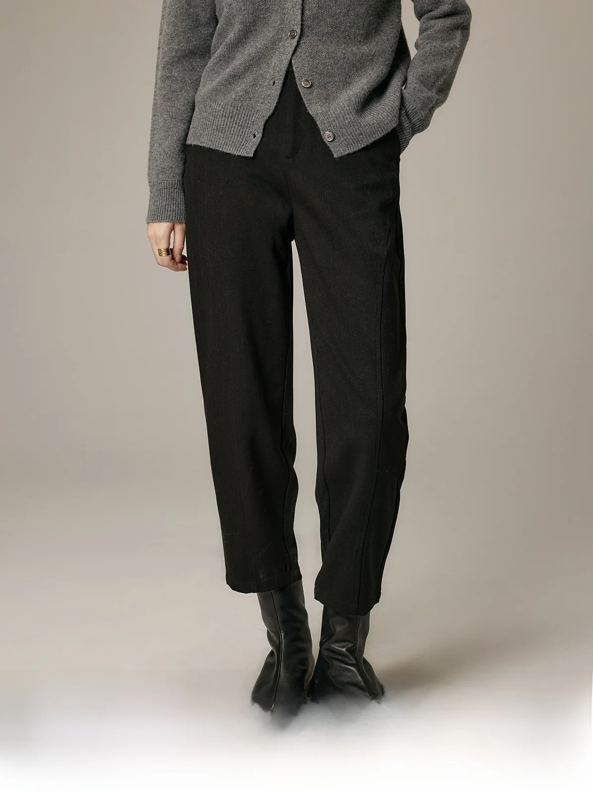 

High Waist Loose Fit Carrot Pants Casual Trousers by Pumpkin Valley with Vinegar Fiber Wool Polyester Rayon Spandex Acetate