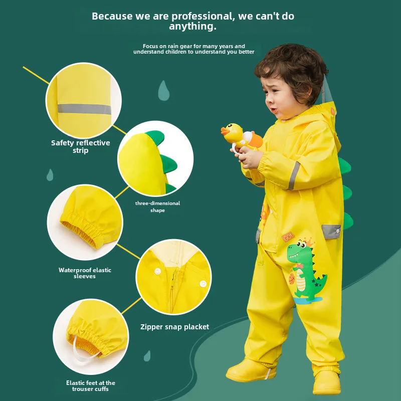 Children's One-Piece Raincoat Rain Pants Suit Rain-Proof Boys and Girls Waterproof Clothing Full Body Kid Summer New Po