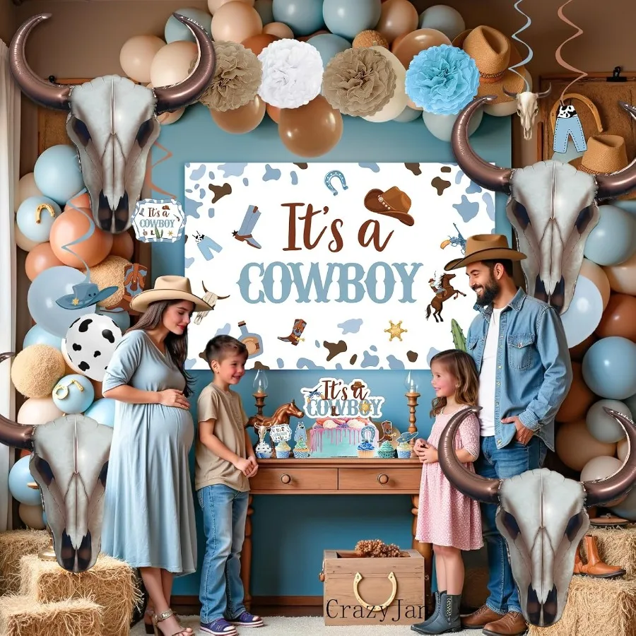 4개입 서부 롱혼 소 풍선 카우보이 롱혼 포일 풍선 카우걸 파티 목장 생일 라스트 로데오 배첼러레트 파티용
