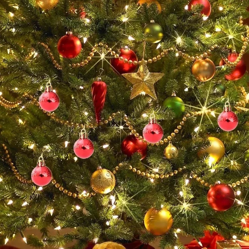 24/144PCS Mini Electroplated Christmas Balls Ornaments Xmas Tree Hanging Pendant Balls for Christmas Home Decor New Year Gifts
