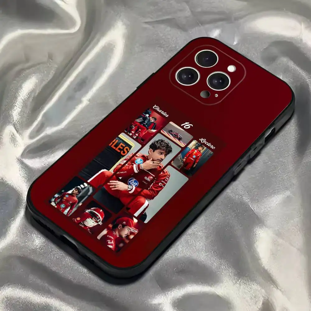حافظة هاتف Charles Leclerc لهاتف iPhone 16,15,14,13,12,11,Pro,Max,Plus,X,XS,SE4,E,Mini,Soft Black Case